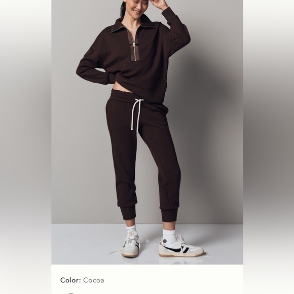 NWT new small Anthropologie varley the slim cuffed pants cocoa brown joggers - Picture 1 of 17